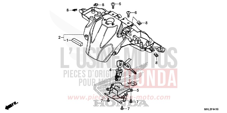 CACHE CENTRAL de NC750X "Méca" MAT PEARL GLARE WHITE (NHB54) 2019